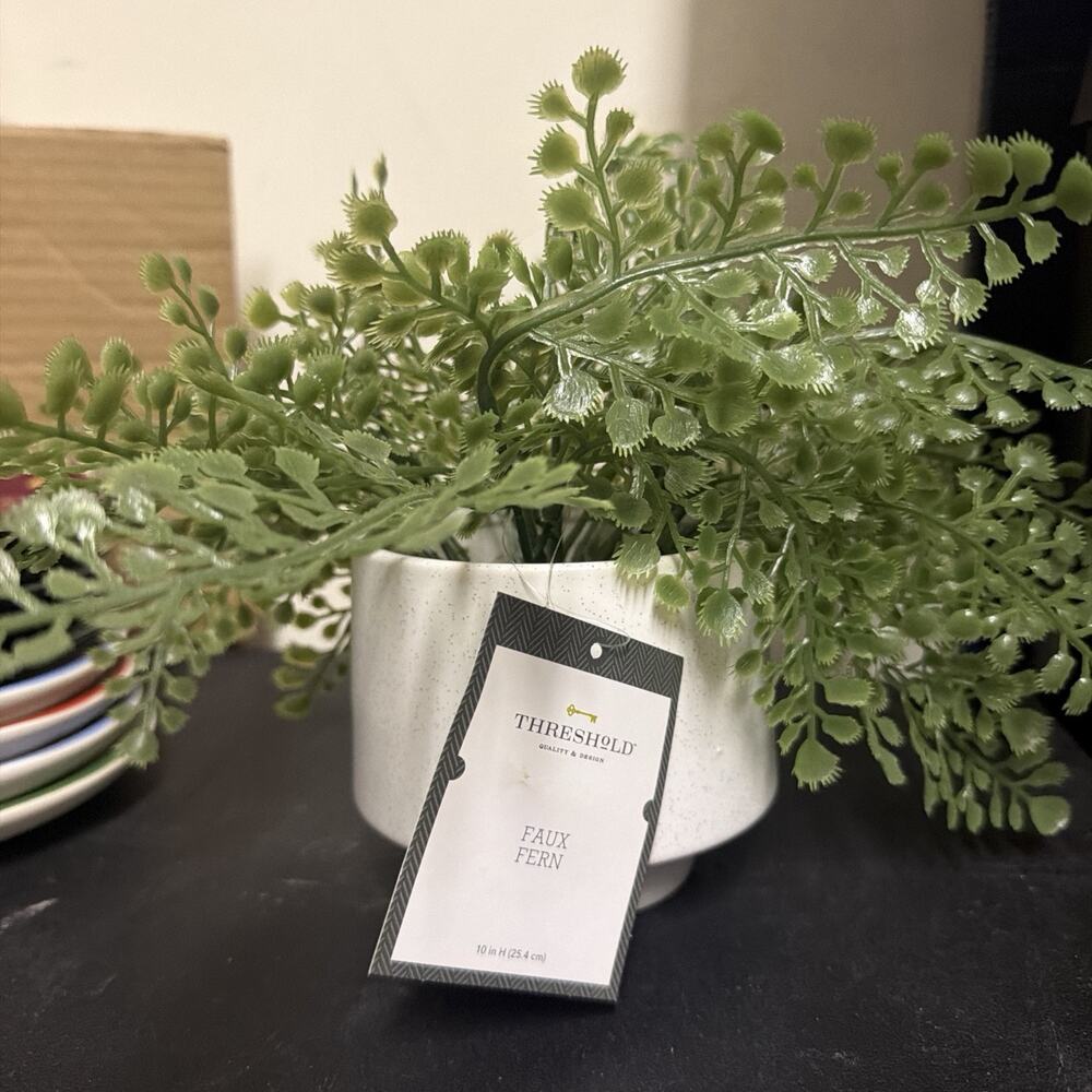 Threshold Faux Fern Artificial Plant - 10 In Decorative Plant And Base New!